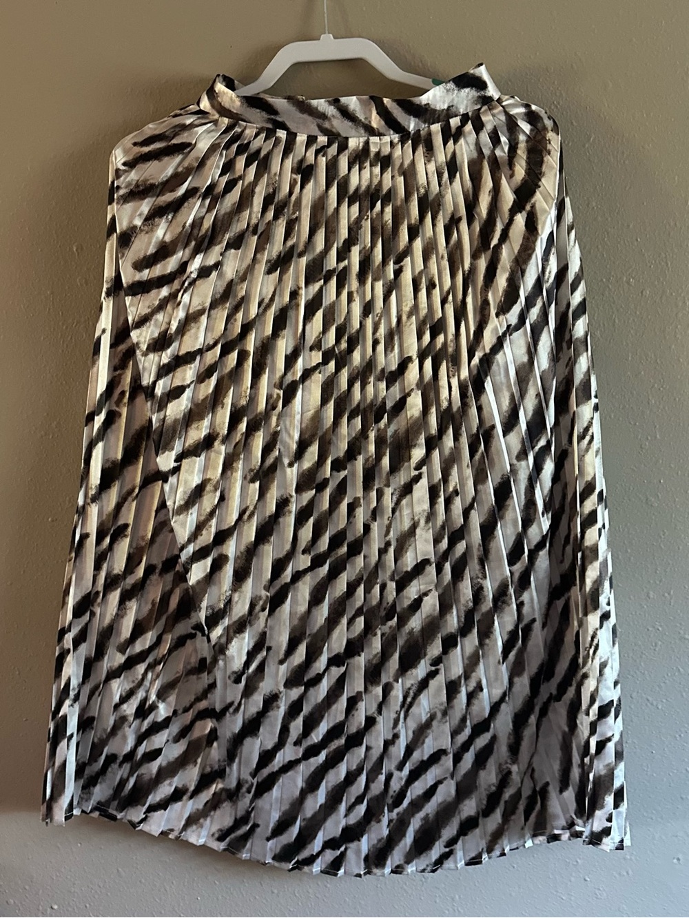 Lumiere Pleated Zebra-Print Midi Skirt - Black & White